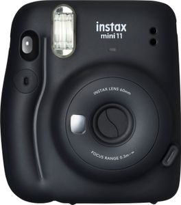 instax mini 11 Sofortbildkamera, Charcoal-Gray inkl. Batterien + Trageschlaufe + 2 Shutter Button