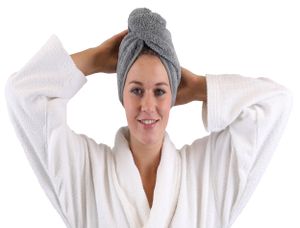 Betz Turban Handtuch Haarturban Kopftuch 100% Baumwolle Farbe: grau