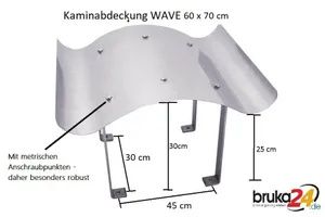 Massive Schornsteinabdeckung 60 x 70 cm Edelstahl Kaminhaube Kaminabdeckung Kaminblech Kamin