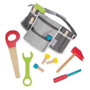 roba Kinder-Werkzeuggürtel inkl. Werkzeugtasche mit 11-teiligem Werkzeug-Set aus Holz, verstellbar