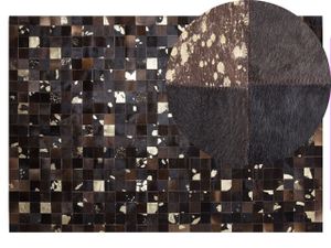 BELIANI Hnědý kožený koberec 140 x 200 cm patchwork ručně dělaný obdélníkový moderní