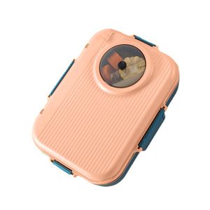 1 Set 1100 ml Lebensmittelbehälter 3 Fächer BPA  Edelstahl Bento Lunchbox mit Suppenschüssel Löffel Stäbchen Bürovorräte-RosaGröße:1100ml