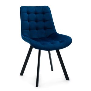 NEW HOME Stuhl TORI Esszimmerstuhl gepolsterter Wohnzimmerstuhl mit Steppung - dunkelblau - moderne Samt Velour Möbel