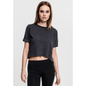 Urban Classics Damen Ladies Cropped Burnout Short Sleeve Crew TB1206, color:darkgrey, size:XL