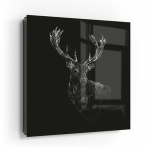 DEQORI Schlüsselkasten Glasfront schwarz links 30x30 cm 'Digitalisierter Hirsch' Box