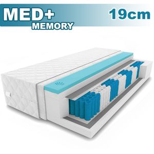 9 zónová matrace MED+ Memory Visco 90x200x19cm s taštičkovými pružinami | Rolematrace s pratelným potahem I H3
