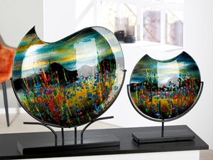 Casablanca by Gilde  Glasart runde Dekovase Dali, handbemalt H. 37 cm,44651