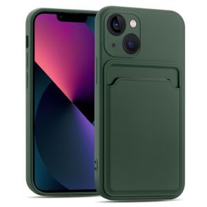 Handyhülle für iPhone 15 Hülle Silikon Case Schutzhülle mit Kartenfach Slim Cover, Grün