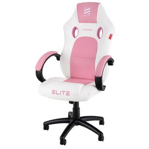 Elite Gaming Stuhl EXODUS MG100 | Ergonomischer Bürostuhl - Bis 150 Kg - Hohe Rückenlehne - Armpolster - 360° (Weiß/Pink)