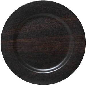 LS-LebenStil Platzteller Kerzentablett 33cm Rund Kunststoff Braun Deko bunter Teller Dekoteller Servierteller Kerzenschale Kerzenteller Dekoschale