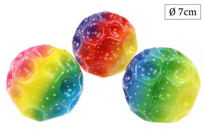 3er Set Springball, Moonball in Regenbogenfarben Ø7cm, Spiel & Spaß mit hohen Sprüngen