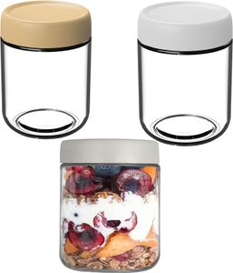 winterbeauy 3ks 17 OZ Overnight Oats Jars, konzervační sklenice se šroubovacím víkem, opakovaně použitelná skleněná nádoba s víkem jako Mason Jar