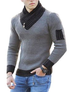 Herren Herbst Pullover Langarm Mode Pullover Strickpullover Zum Warmhalten,Farbe:Grau,Größe:L