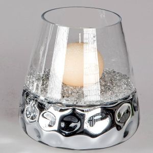 Kristallglas Windlicht DOTS konisch rund H. 20cm silber Glas + Keramik Formano