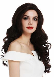 WIG ME UP Perücke Lace-Front Teil-Monofilament lang voluminös Locken Dunkelbraun Kupfer DW-2825-MF-4H30
