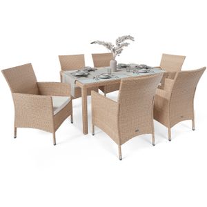 di volio Gartenmöbel Set mit Tisch und Stühlen VERONA Set 6+1 - beige/creme