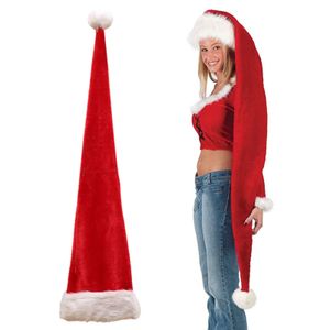 Weihnachtsmütze, 150cm extra lang, aus weichem Plüsch, Santa-Hut , für Weihnachten, Mottoparty, Karneval, Erwachsener