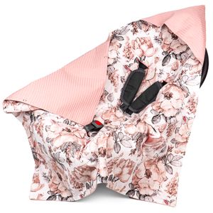 Obálka deka detská sedačka detská deka deka do kočíka na leto jarný nánožník 90x90cm púdrovo ružové vaflové piké a bavlna s motívom ruží