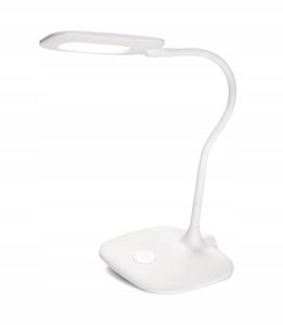 EMOS dimmbare LED Tischlampe STELLA 6,5W, Helligkeit max. 400lm, Lichtfarbe 4000K, flexibler Arm, 1,7m Netzkabel, weiß, Z7602W