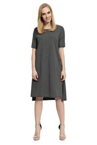 Damen Kleid Asymmetrisch mit Schlitzen; Grafit XL