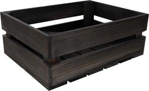 Creative Deco Holzkiste Schwarz | 40 x 30 x 15 cm | Deko Kiste Holz Obstkiste Weinkiste Aufbewahrungskiste