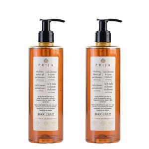 Prija Sprchový šampon - Povzbuzující čisticí prostředek na tělo a vlasy s ženšenem - 100% přírodní, vhodný pro vegany, testováno (2 kusy)