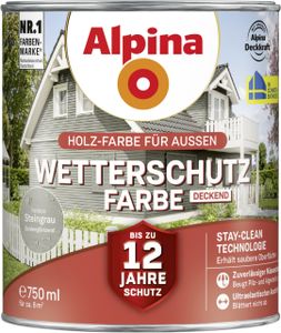 Alpina Wetterschutzfarbe deckend 0,75 L steingrau