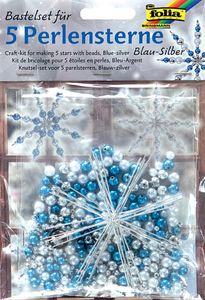 folia Perlensterne-Set 340-teilig blau / silber / perlweiß