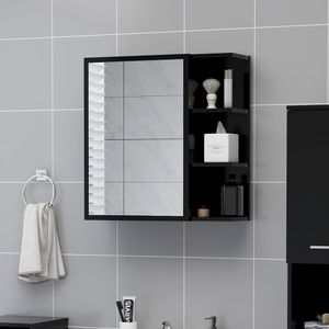 Badezimmer-Spiegelschrank CLORIS Badezimmerspiegel Hängeschrank Badschrank Schwarz 62,5x20,5x64 cm Spanplatte