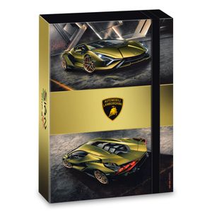 ARS UNA Heftbox A4, Sammel- Heftmappe für Schulranzen, mit Gummiband und Innenklappen, Lamborghini Gold, schwarz-gelb, für Jungen