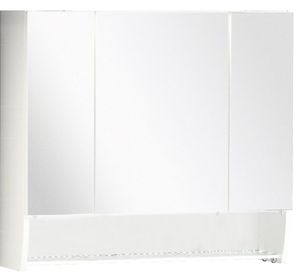 FACKELMANN Spiegelschrank SCENO / Badschrank mit 3D Effekt / gedämpfte Scharniere / Maße (B x H x T): ca. 80 x 73 x 22 cm / hochwertiger Schrank mit Spiegel & Beleuchtung / 3 Türen / Korpus: Weiß