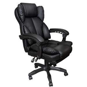 Schreibtischstuhl Bürostuhl Gamingstuhl Racing Chair Chefsessel mit Fußstütze, Farbe:Schwarz