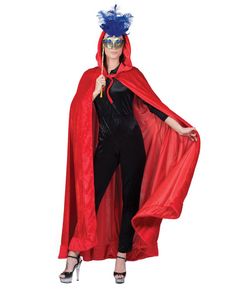 Samt-Umhang rot Teufel Cape Vampir Teufelsumhang  Halloween Karneval Kostüm