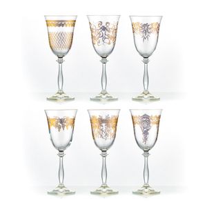Weißweingläser Weinglas Royal verschiedenen Ornamenten Gold 250 ml 6er Set Bohemia Crystalex