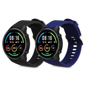 kwmobile 2x Sportarmband kompatibel mit Xiaomi Mi Watch / Mi Watch Color Sport Armband - Fitnesstracker Band Set aus TPU Silikon in Schwarz Dunkelblau