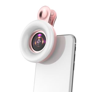 wiederaufladbare Clip-on 15x LED Photography Selfie Telefon Makroobjektiv Füllung Licht-Rosa