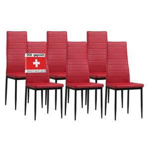 Albatros Esszimmerstühle MILANO 6er Set, Rot - Polsterstuhl mit Kunstleder-Bezug, Modernes Stilvolles Design am Esstisch - Küchenstuhl oder Stuhl Esszimmer mit hoher Belastbarkeit bis 110kg