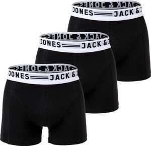 Pánské boxerky JACK&JONES, 3 balení - SENSE TRUNKS, bavlněné strečové černé/bílé L
