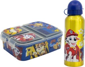 Paw Patrol Chase Rubble 2 tlg Kinder Set Brotdose Alu Trinkflasche 530 ml