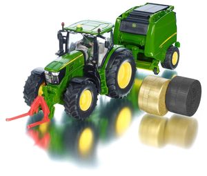 SIKU Landwirt - John Deere Traktor + Ballenpresse 1:32