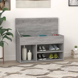 vidaXL Ławka na buty szara Sonoma 80x30x45 cm Materiał drewnopochodny - Ławka na buty - Ławki na buty - Ławka z miejscem do przechowywania - Stojak na buty