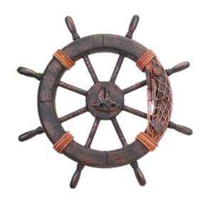 Drevené kormidlo lode s rybárskou sieťou a mušľami [Ø-45cm] | Pirátska loď - námorná dekorácia | koleso s hrotmi | Darček ako dekorácia na stenu, na terasu, na chalupu, do stodoly alebo do záhrady