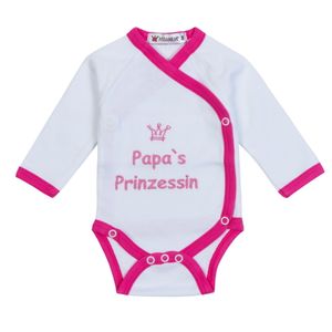 Milarda Baby Body Wickelbody "Papas Prinzessin", weiß-pink, Gr. 50-74 Größe - 62