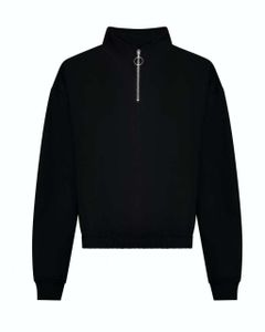 Just Hoods Cropped 1/4 Zip Sweat JH037 deep black M