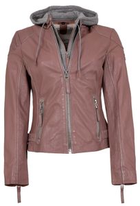 Gipsy - Damen Echtleder Lederjacke Lammnappa Kapuze dusty pink