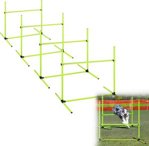 Sessamen-LP zestaw płotków do agility tyczki slalomowe tyczki do skoków 4 x zestaw płotków pomoc treningowa dla psów zestaw treningowy, tyczki treningowe dla warunkowych, 104x70x101cm (zielony)