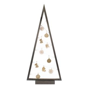 BOGATECO Weihnachtsbaum aus Holz mit LED 104cm hoch | Holzdekoration inklusive | Weihnachtsdekorationen | 100 LED | Grey