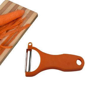 Sparschäler für Obst und Gemüse | Gemüseschäler Farbe Orange | Obstschäler mit Edelstahl Klinge | Universalschäler - Kartoffelschäler 13,4cm  x 6,8cm