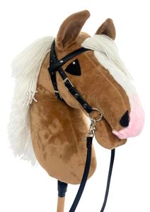 Steckenpferd Hobby Horse VIP - Pferd am Stock Spielzeug für Kinder Plüschpferd Geschenk Größe A4, Stocklänge 45 cm, Isabella Farbe, Hellbraun