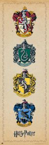 Harry Potter Tür-Poster - Wappen, Hogwarts, Slytherin, Ravenclaw, Gryffindor, Hufflepuff (158 x 53 cm)